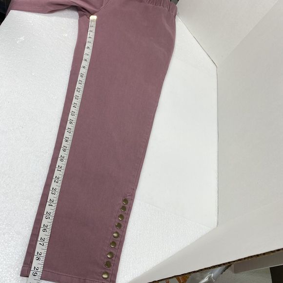 Soft Surroundings Ankle Pant Wine color with snaps at ankle Pull on denim Casual - Picture 10 of 11